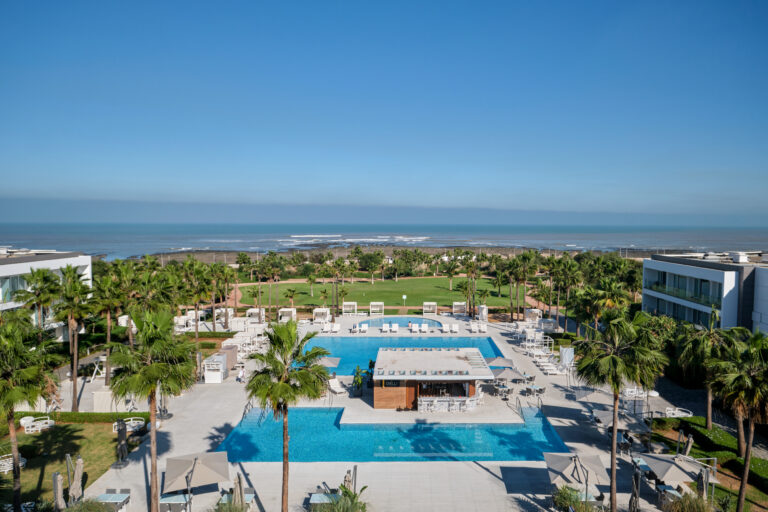 Exterior drone shot of The View Bouznika